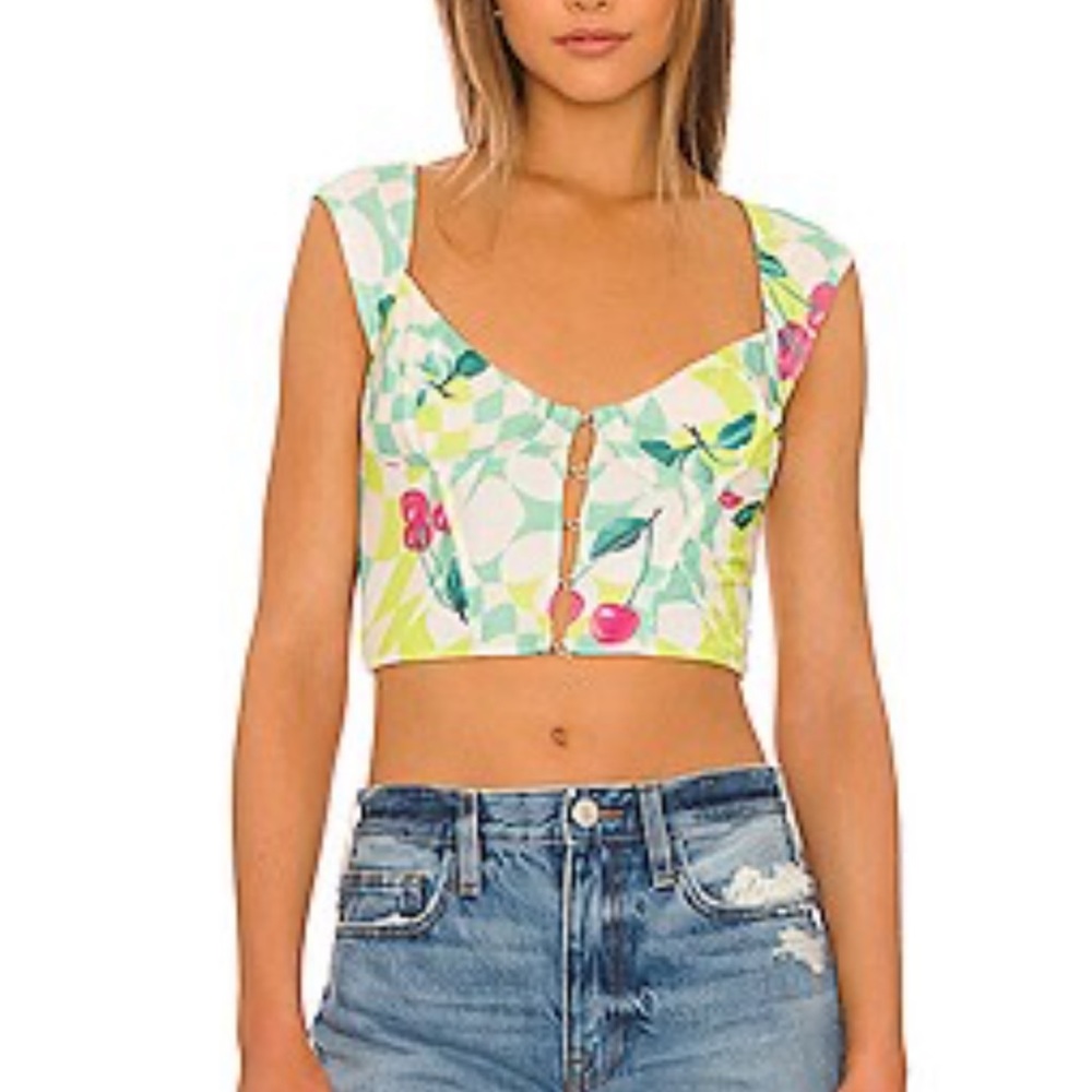 AFRM Bradlee Corset Top in Mint Cherry NWT XS